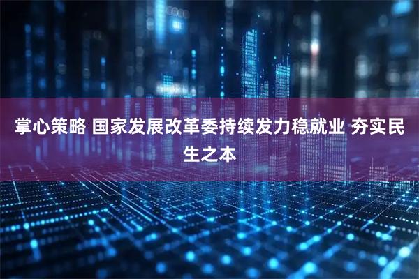掌心策略 国家发展改革委持续发力稳就业 夯实民生之本